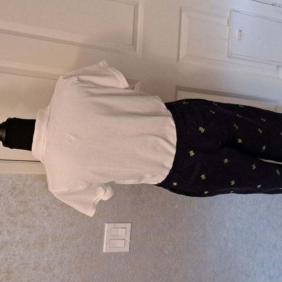 Briggs New York Size 12 cropped pants with small green frogs and White Button Do - Picture 6 of 8